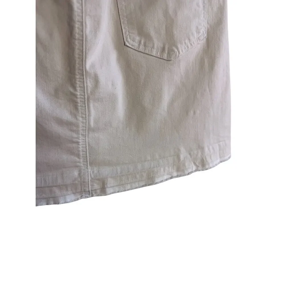 Just Black Denim A-Line Mini Skirt NWT Oat Beige Neutral Large Raw Released Hem